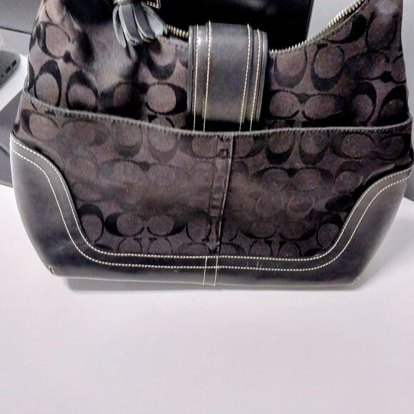 COACH Y2K BLACK JACQUARD SIGNATURE SOHO HOBO SHOULDER BAG, PURSE - Picture 2 of 10